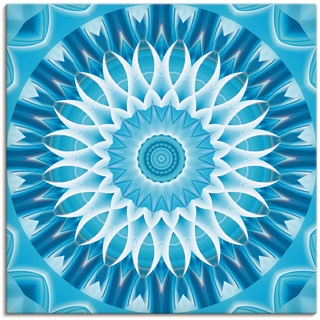 Wandbild ARTLAND "Mandala blau Blüte" Bilder Gr. B/H: 40 cm x 40 cm, Leinwandbild Muster quadratisch, 1 St., blau Kunstdrucke als Alubild, Leinwandbild, Wandaufkleber oder Poster in versch. Größen