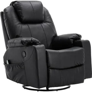 MCombo Relaxsessel 7050 Kunstleder 92 x 109 x 92 cm Schwarz mit Heizung