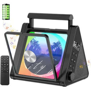 CD-Player mit tragbarem Griff, Dreieckdesign, Bluetooth, Schwarz