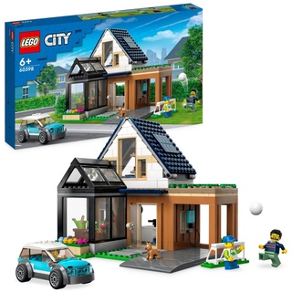 LEGO 60398 City Familienhaus mit Elektroauto, Puppenhaus Set mit Spielzeugauto und Zubehör, Bauen mit Modulen, modulares Bau-Spielzeug für Kinder...