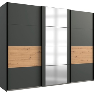 Wimex Schwebetürenschrank Barmbek mit 2 Stoffboxen und 2 zusätzlichen Einlegeböden, Spiegeltür schwarz 270 cm x 208 cm x 64 cm