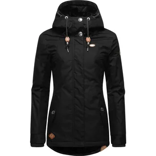 Winterjacke RAGWEAR "Monade", Damen, Gr. 5XL (50), grau (dunkelgrau), Obermaterial: 65% Polyester, 35% Baumwolle. Futter: 100% Polyester. Wattierung: 100% Polyester, figurbetont Po-bedeckend, verstellbar Rippstrickbündchen mit Druckknopf, Jacken Winterjacke, Damen Winterparka mit Kapuze und m. Fleece gefüttert