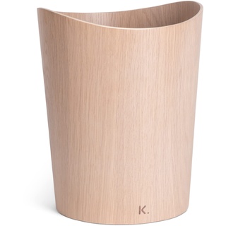 Kazai. Echtholz Papierkorb Börje | Holz Mülleimer für Büro, Kinderzimmer, Schlafzimmer u.m. | 9 Liter | Eiche weiß