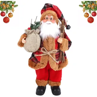 30 Cm Große, Traditionelle Mini-weihnachtsmannfigur, Stehend, Rot, Weihnachten