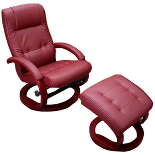 Mendler Sessel Pescatori Kunstleder 66 x 104 x 66 cm Bordeaux mit Hocker