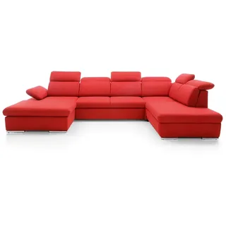 Ecksofa Wohnlandschaft Couch Polster Sofa Leder Eck Garnituren Rot