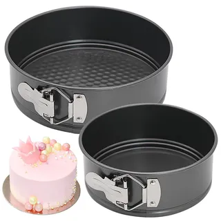 Fahibin 2 Stück 16cm/20cm Kuchenform Rund Klein Set,Runde Backform, Mini Rund Kuchenbackformen mit Antihaftbeschichtung Für Käsekuchen, Mousse-Kuchen, Chiffon-Kuchen