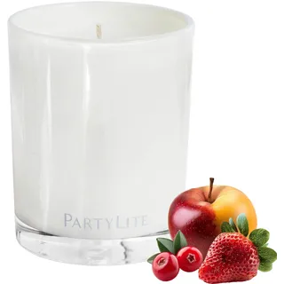 PartyLite Iced Snowberries Escential Jar Kerze, duftet mit Apfel, Cranberry, Erdbeere, Vanille und Moschus, 220 ml, 1 Docht, wiederverwendbares Glas, 50 Stunden Brenndauer, Aromatherapie-Duft
