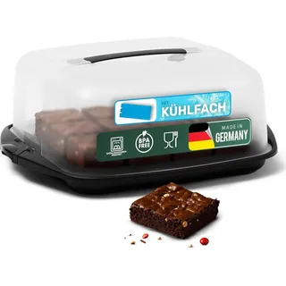 Novaliv Kuchen-Transportbox (Rechteckig 38 x 33 x 15 cm), Aufbewahrungsbox mit Deckel für Kuchen & Torten, Tortentransportbox Tortenglocke Tortenbehälter, Zubehör Box Dessert Glocke Aufbewahrung