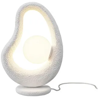 Licht-Erlebnisse Nachttischlampe YORIN, ohne Leuchtmittel, Glas Beton 38 cm hoch Weiß G9 Kugelschirm Modern weiß