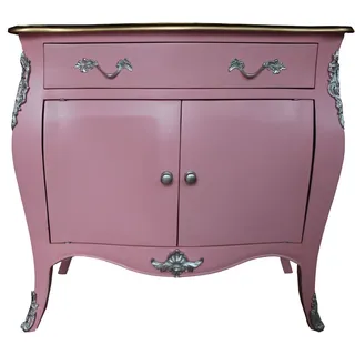 Casa Padrino Barock Kommode Rosa / Braun mit Schublade und 2 Türen H. 88 cm