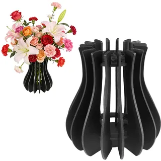 Vase für Lego Blumen 20 x 12cm, Blumenvase für Lego Blumenstrauß, Schwarz