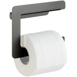 WENKO Toilettenpapierhalter Montella, Halter für Toilettenpapier aus rostfreiem Aluminium, zum Schrauben, 17 x 14 x 5,5 cm, Anthrazit