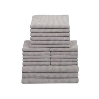 ZOLLNER 19 teiliges Handtuch-Set 10 Gästetücher (ca. 30 x 50 cm), 6 x Handtücher (ca. 50 x 100 cm), 3 x Duschtücher (ca. 70 x 140 cm) Zeitloses Waffelmuster, waschbar bis 95°C Baumwolle, grau