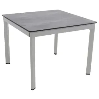 MWH Alutapo Tisch HPL Zement Silber, 95x95cm