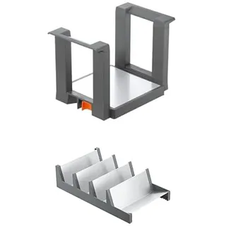 Blum Bundle AMBIA-LINE Tellerhalter | Aufbewahrung für bis zu 12 Tellern | Oriongrau + AMBIA-LINE Gewürzregal | für bis zu 16 Gewürzgläser oder -packungen | platzsparend und stabil | Oriongrau