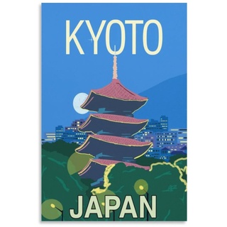 Koyoto Japan-Vintage-Reiseposter, Landschaft, 60 x 90 cm, Wandkunst, Kunstdruck, Leinwand-Kunst-Poster, modernes Familienschlafzimmer-Dekor-Poster