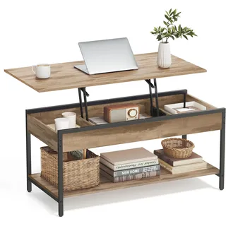 VASAGLE Couchtisch Kamelbraun/Tintenschwarz 50 x 100 cm