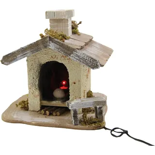 Krippenzubehör Backhaus 15x18x16,5 cm mit Licht E10 aus Naturmaterial