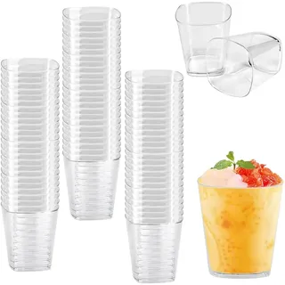 50 Stück Wiederverwendbare Dessertbecher Aus Hartplastik, 200 Ml, Transparente, Wiederverwendbare Plastikbecher