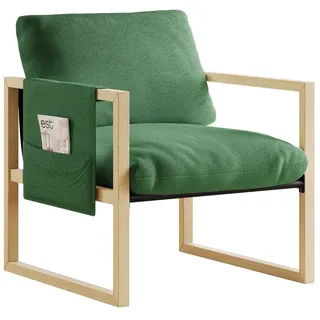 ToteBox Loungesessel Modern Loungesessel Holz Lambswool für Wohnzimmer Schlafzimmer grün