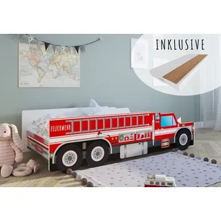 Kids Collective Jugendbett Feuerwehr 80 x 160 cm Holz rot