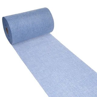 Deko AS GmbH DEKO AS Shabby Chic Leinenoptik Tischläufer, Polyester geruchsneutral, 30 cm x 5 m, Hellblau