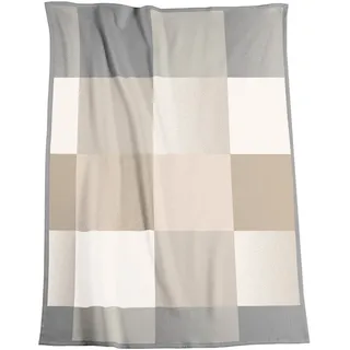 Wohndecke Across beige XXL, karierte Sofadecke in 220x240, Decke in Übergröße, Biederlack, Made in Germany beige|grau