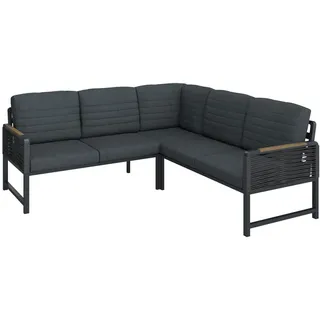 Ambia Garden Loungegarnitur, Natur, Dunkelgrau, Metall, Kunststoff, Textil, Füllung: Polyester,Schaumstoff, Eckteil, L-Form, 195x192 cm, Loungemöbel, Gartenlounge-Sets
