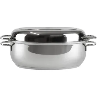 HWD Töpfe Pfannen Bräter mit Deckel für Induktion, 18/10 Edelstahl poliert, Deckel, Thermoknauf, Garsystem, unbeschichtet