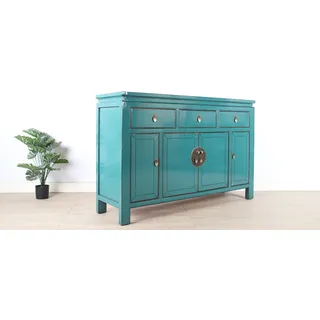 chinesisches Sideboard  Kommode 4 Türen 3 Schub türkis RAL5018 #M-SID-A73T