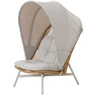 ebuy24 Gartenlounge-Set Bille Loungesessel Polyrattan mit Kissen beige, na