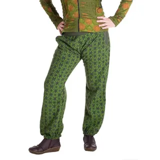 Vishes Haremshose Warme Damen Hose Blumen Haremshose ECO Fleecehose Thermohose Pluderhose, Pumphose grün 34