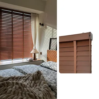 Generisch Holzjalousie, Verdunkelun Echtholz Jalousette, Holz Jalousie Innen, Sonnenschutz and Sichtschutz, 5cm Breite Lamellen, Einfache Montage, Für Fenster & Türen(Walnut)