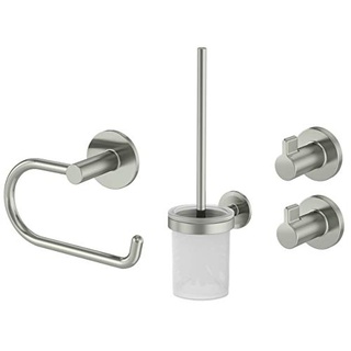 Starter Set NOA (2 Haken, WC-Papierhalter ohne Deckel, WC-Bürstenset), Nickel-matt, Designed by Lenz