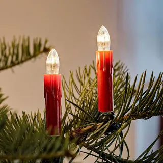 Lichterkette Weihnachtsbaum innen 30 teilig, Germany, Riffelkerzen, mit Wachstropfen, rot, Glühfaden 814040 - Rot