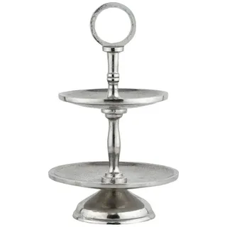 Marrakesch Orient & Mediterran Interior Etagere Moderne Etagere Annika handgefertigt aus Aluminium in Silber 26 cm, Aluminium, (1-tlg), Handarbeit silberfarben