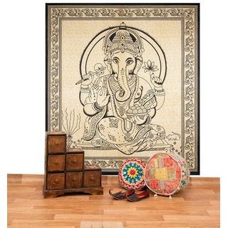 Wandteppich Ganesha Dekotuch Große Tagesdecke Wandbehang Tuch Goa 200 x 225 cm, KUNST UND MAGIE