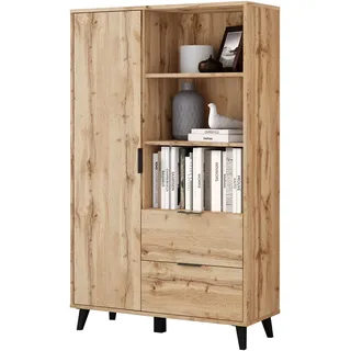 Highboard OTTO HOME "OSLO – Modernes Stauraummöbel mit Schubladen und Fächern", braun (eichefarbe votan), B:85cm H:140cm T:33cm, Holzwerkstoff, Sideboards, Highboard, Verstellbare Böden, praktische Griffe und hohe Füße für mehr Komfort