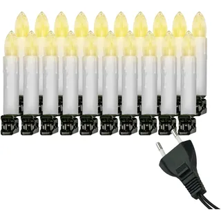 Retro Weihnachtsbaum-Lichterkette mit LED Filament Kerzen, klassische Baumbeleuchtung mit austauschbaren E10 Leuchtmittel, Weihnachtsbeleuchtung für Innen, nostalgie (weiß, 20 Kerzen - ca. 9,5 m)