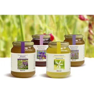 Bunt gemischt  Honigpaket 4 Gläser à 1 kg, Bio Probierpakete
