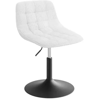 WOLTU Schminktisch Stuhl Hocker für Schminktisch, Schlafzimmer & Esszimmer - Höhenverstellbar, 360° Drehbar mit Rückenlehne, aus Bequemer Chenille, Weiß