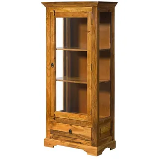 MASSIVMOEBEL24.DE Vitrine Akazie 72 x 40 x 155 cm Honig