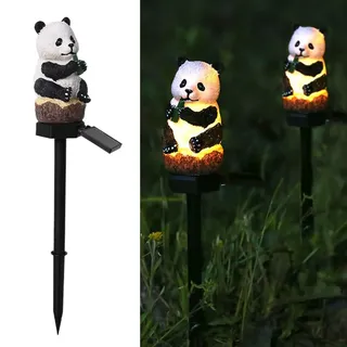 Solar Gartenleuchten, Outdoor Harz Niedliche Panda Statue Solarleuchte Wasserdicht LED Garten Weg Rasen Hof Boden Lampen, Tierlampen Ornament Dekor