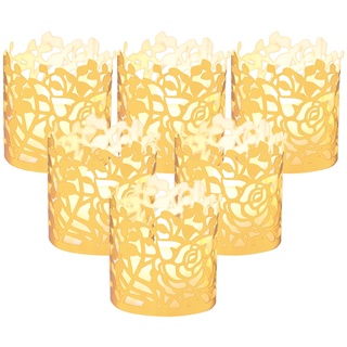 VIKY® 20 Stück Kerzen Deko Windlicht Gold, LED Teelicht Leichte Abdeckung Lampenschirm Set, Papier Tischlicht für Tischdeko, Party Deko, LED Teelichter, Jungen und Mädchen Kommunion