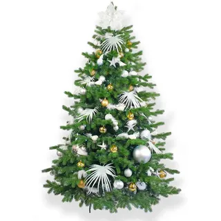 Laalu Weihnachtsbaum, Grün, Weiß, Silber, Gold, Metall, Kunststoff, Tanne, Freiform, 210 cm, Dekoration, Weihnachtsdekoration, Weihnachtsbäume & Zubehör