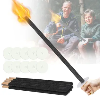 Jiubiaz 10x Wachsfackeln 72cm, Extra Lang 90 Min Brenndauer - Gartenfackeln Mit Tropfschutz - Fackeln Für Draußen, Nachtwanderung
