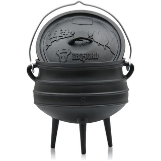 BBQ-Toro Potjie | Gusseisen Hexenkessel (Potjie #3) | ca. 8 Liter, mit Füße | Guss Kochtopf | Südafrikanischer Dutch Oven