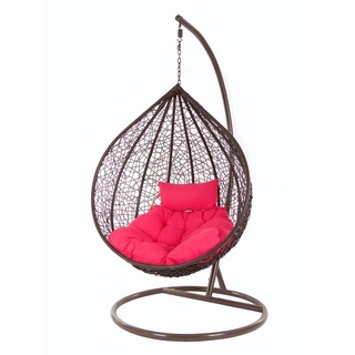 KIDEO Hängesessel »Hängesessel MANACOR darkbrown«, Swing Chair, Hängesessel mit Gestell und Kissen, dunkelbraun, Loungemöbel rosa