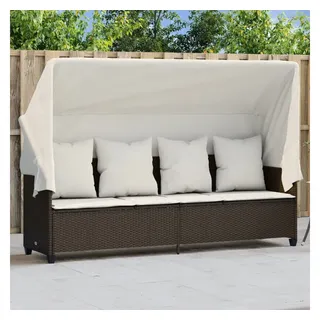 vidaXL Sonnenliege mit Dach und Kissen 200 x 59 x 25 cm Braun